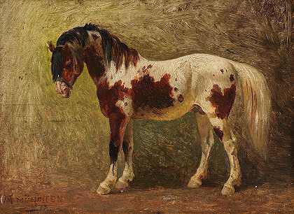 马画像`Horse Portrait (1872) by Benno Raffael Adam