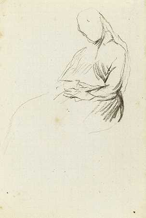 女性面部坐姿研究`Etude de femme assise de face (1872) by Jean-Baptiste Carpeaux