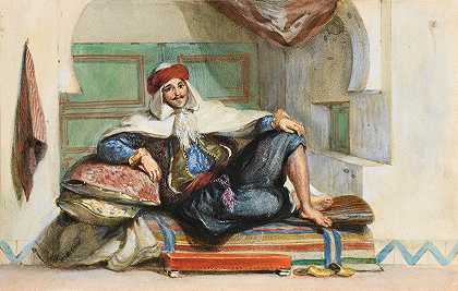 西迪·阿卜杜拉，阿尔及尔摄政区的省长，阿穆尔街。1832年6月27日`Sidi Abdallah, Provincial Ruler Of The Regency Of Algiers, Rue Amour. June 27th 1832 by Eugène Delacroix