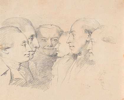 六个头像`Seks portræthoveder (1783 – 1786) by Jens Juel