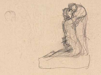 两个人拥抱的草图（verso）`Sketch of Two Figures Embracing (verso) by Théodule Ribot