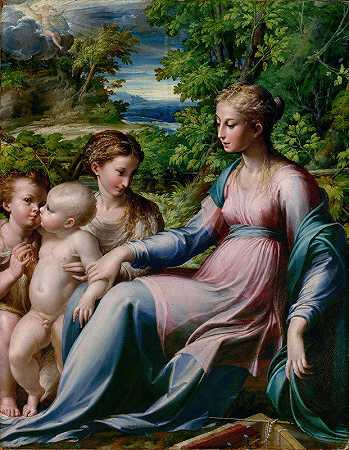 圣母与圣约翰和抹大拉的马利亚`Virgin and Child with Saint John the Baptist and Mary Magdalene (1535–1540) by Parmigianino