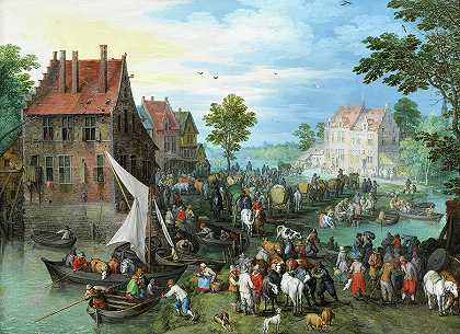乡村景观`Village Landscape by Jan Brueghel the Elder