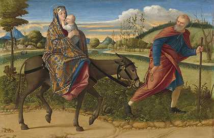 飞往埃及的航班`The Flight into Egypt (c. 1515) by Vittore Carpaccio