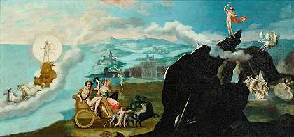 夏季寓言与奥林匹山上的众神`Allegory of summer with gods on the mount olympe (circa 1600) by Fontainebleau School