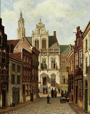 观赏荷兰小镇`View a Dutch Town by Dutch painter