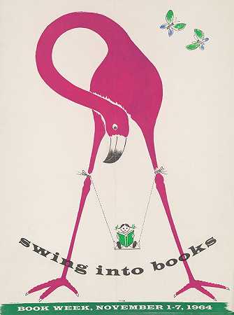 翻书。图书周，1964年11月1日至7日`Swing into books. Book week, November 1~7, 1964 (1964) by Bruno Munari