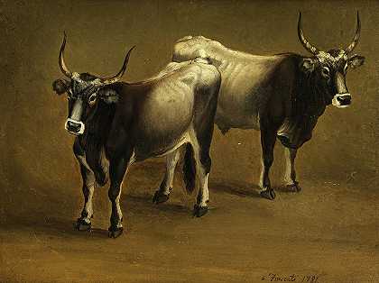 放牧牛`Grazing cattle by Jacob Philipp Hackert