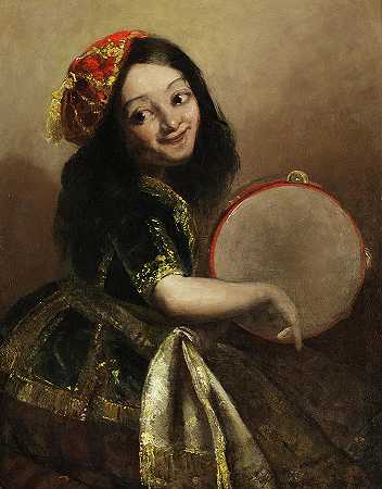 小女孩和坦伯林`Young Girl With Tamburin by Francisco Goya