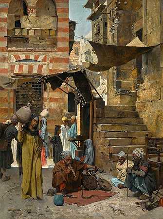 开罗的露天市场`A Souk In Cairo (1887) by Charles Wilda