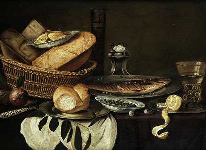 早餐静物画`Breakfast Still Life by Dutch master