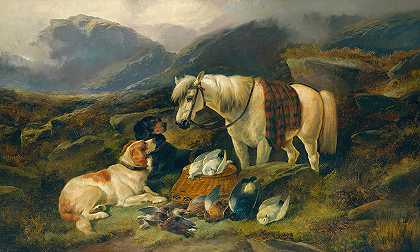 在高地休息`A rest in the Highlands by John Gifford