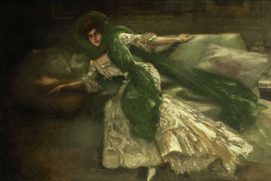 绿色面纱`The Green Veil by Albert von Keller