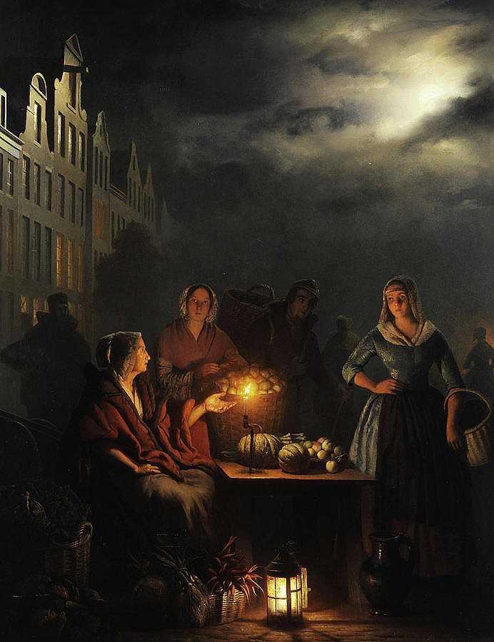 夜市`The Night Market by Petrus van Schendel