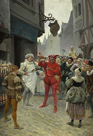 弗朗索瓦·拉贝莱斯的一幕`A scene from Francois Rabelais by Jules-Arsene Garnier