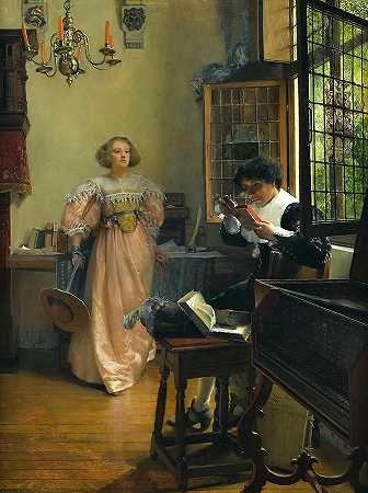 执着的读者`The persistent reader by Lady Laura Theresa Alma-Tadema