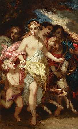 戴安娜出征`Departure of Diana for the hunt by Narcisse Virgilio Diaz