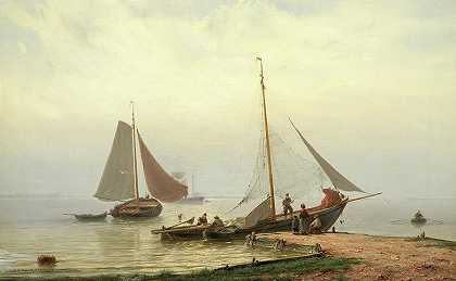 在Zuiderzee上`On the Zuiderzee by Johannes Hermanus Barend Koekkoek