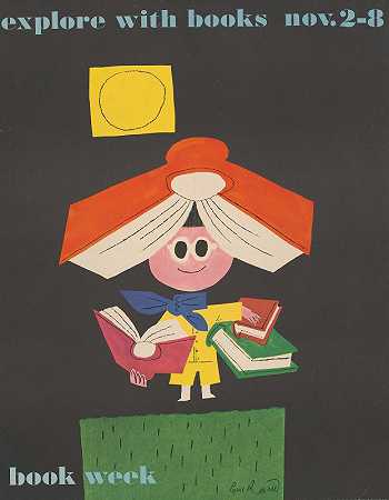 与书一起探索，11月2日至8日。图书周`Explore with books, Nov. 2~8. Book week (1950) by Paul Rand