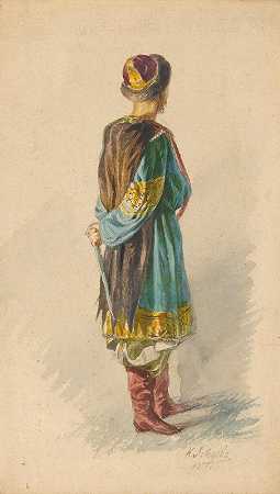 东方人物`Oriental Figure (1875) by Klavdy Vasilyevich Lebedev