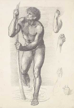 男性裸体-圣克里斯托弗研究`Male Nude – Study for St Christopher by Sir Edward Coley Burne-Jones