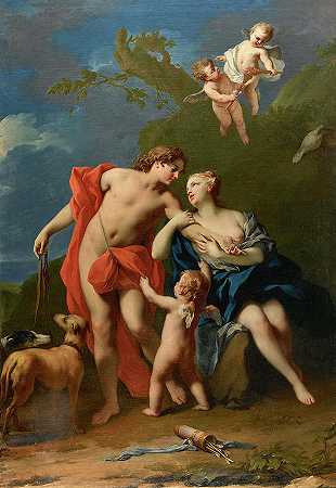 维纳斯和阿多尼斯`Venus and Adonis by Jacopo Amigoni