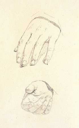 手的研究`Studier af hænder (1810 – 1848) by Christen Købke