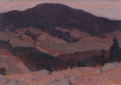 劳伦王朝（Baie St.Paul）的秋天`Autumn In The Laurentians (Baie St. Paul) (1923) by Clarence Alphonse Gagnon