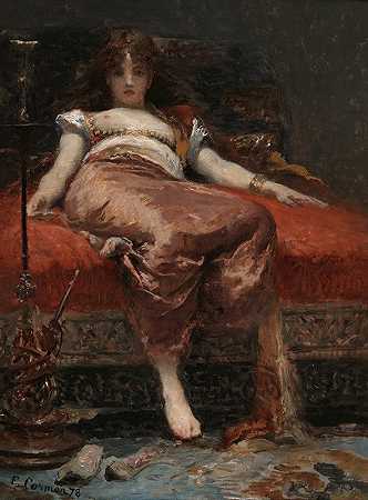 纳吉尔的女人`Femme Au Narguile (1878) by Fernand Cormon