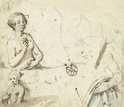 有几个女性半身像的学习表`Studieblad met een paar vrouwelijke halffiguren (1617 ~ 1619) by Gerard ter Borch