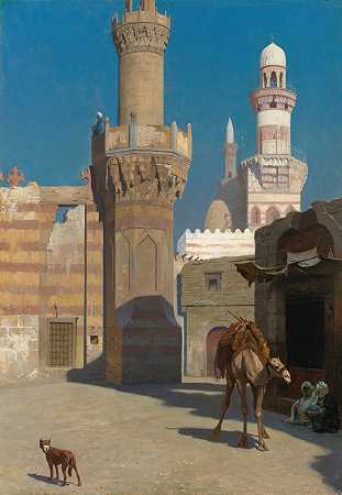 开罗炎热的一天（清真寺前）`Une Journée Chaude Au Caire (Devant La Mosquée) by Jean-Léon Gérôme