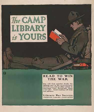 营地图书馆是你的`The camp library is yours (1917) by Charles Buckles Falls