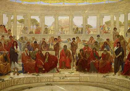 埃斯库罗斯代表阿伽门农时雅典的观众`An Audience in Athens during the Representation of Agamemnon by Aeschylus by William Blake Richmond