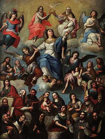 圣母玛利亚的登基和加冕`The Assumption and Crowning of the Virgin Mary by Unknown