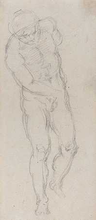 男性裸体（直肠）`Male Nude (recto) (c. 1560) by Michelangelo