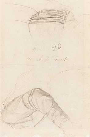 两项窗帘研究（verso）`Two Drapery Studies (verso) (c. 1844) by Ford Madox Brown