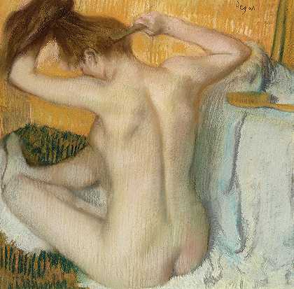 梳头的女人`Woman combing her hair by Edgar Degas