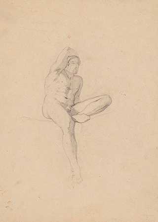 裸体男人，坐着`Homme nu, assis (19th century) by Jean-Achille Benouville
