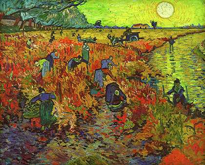 阿尔勒红葡萄园，1888年`Red Vineyards at Arles, 1888 by Vincent Van Gogh