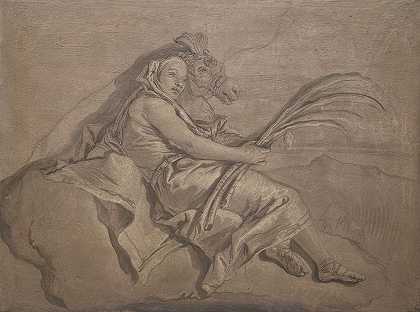 代表亚洲的寓言人物`Allegorical Figure Representing Asia by Giovanni Domenico Tiepolo