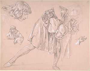 研究一个年轻人弯腰亲吻一只手，为绘画浪子的离去`
Study of a young man bending forward to kiss a hand, for the painting ;The Departure of the Prodigal Son (1862–63)  by James Tissot