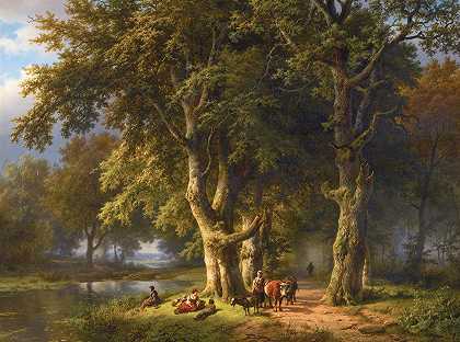 夏季景观`Summer Landscape (1850) by Barend Cornelis Koekkoek