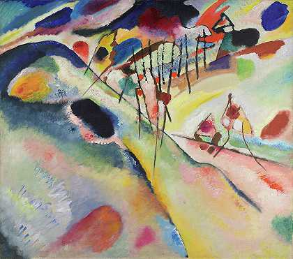 风景，1913年`Landscape, 1913 by Wassily Kandinsky