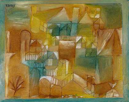棕绿色立面`Façade Brown~Green (1919) by Paul Klee