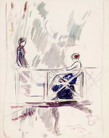 女性户外运动，选秀`Naiset ulkosalla, luonnos (1912 ~ 1913) by Magnus Enckell