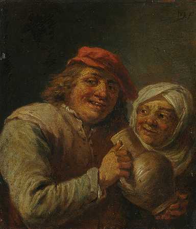 老人和女人`Old Man and Woman (1700s) by David Teniers The Younger