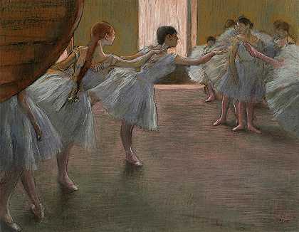 芭蕾舞排练，1875年`Ballet Rehearsal, 1875 by Edgar Degas