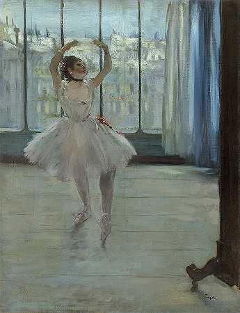 为摄影师摆姿势的舞者`Dancer Posing for a Photographer by Edgar Degas
