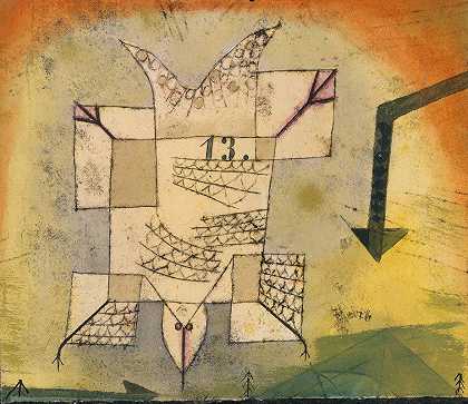 落鸟`Falling Bird (1919) by Paul Klee