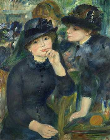 《穿黑衣服的女孩》，1880年`Girls in black, 1880 by Pierre-Auguste Renoir
